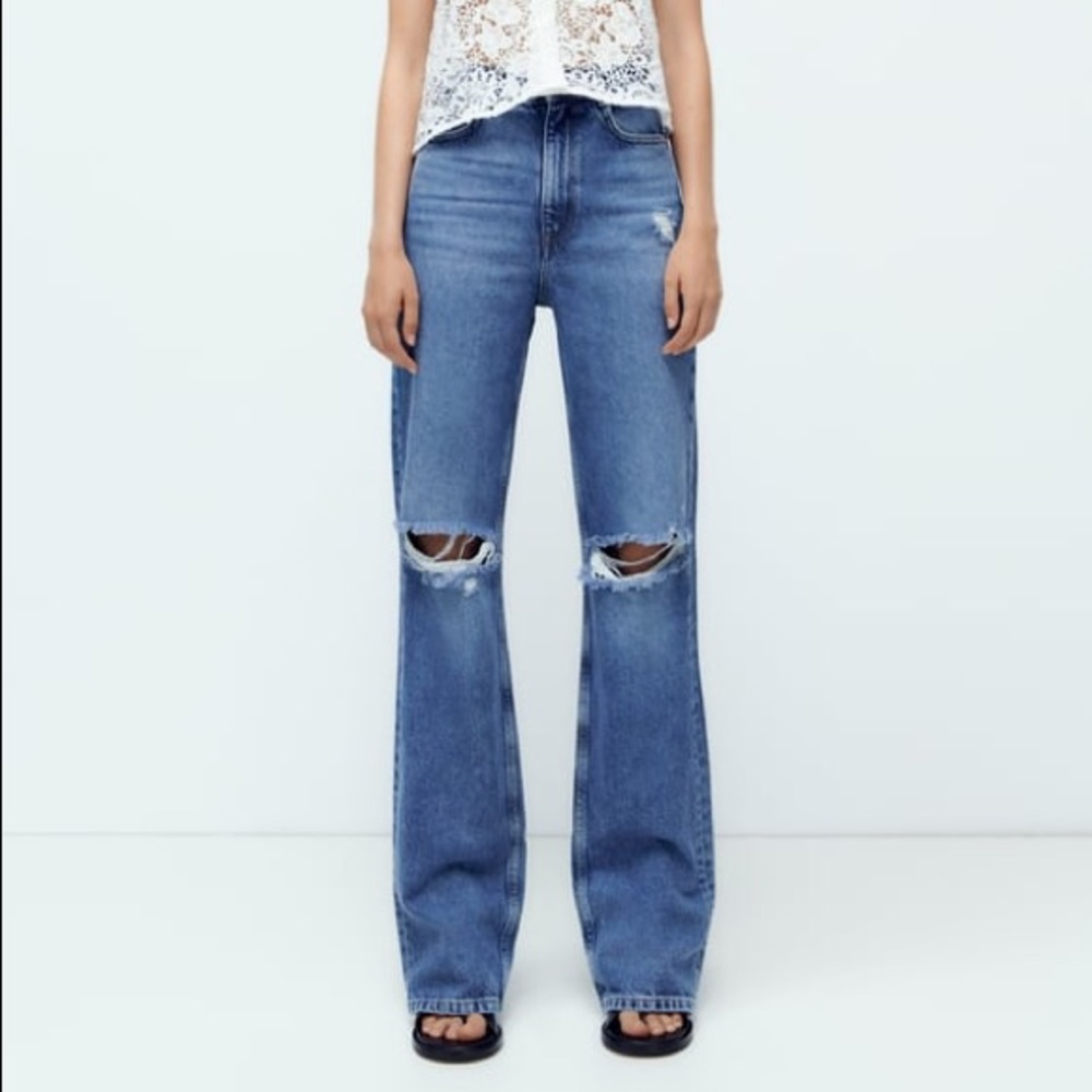 ZARA Z1975 FULL LENGTH RIPPED JEANS (US 4)